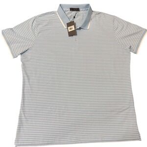 G Fore Mens 2XL Performance Polo Golf Shirt Baja Blue White Stripe